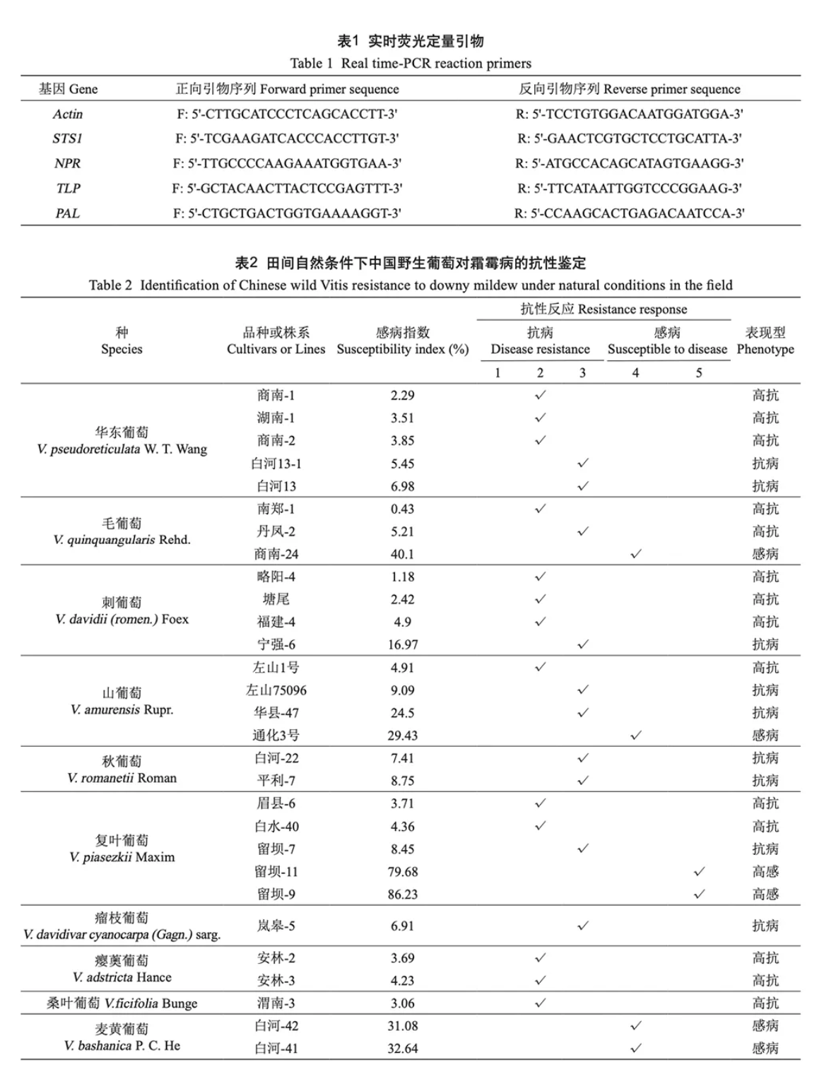 葡萄种质资源抗霜霉病鉴定研究(图2) 葡萄种质资源抗霜霉病鉴定研究(图2)